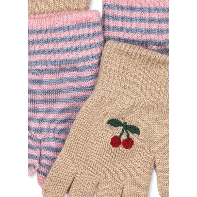 Konges Sløjd Cherry/Stripe 2 Pak Filla Handsker 3