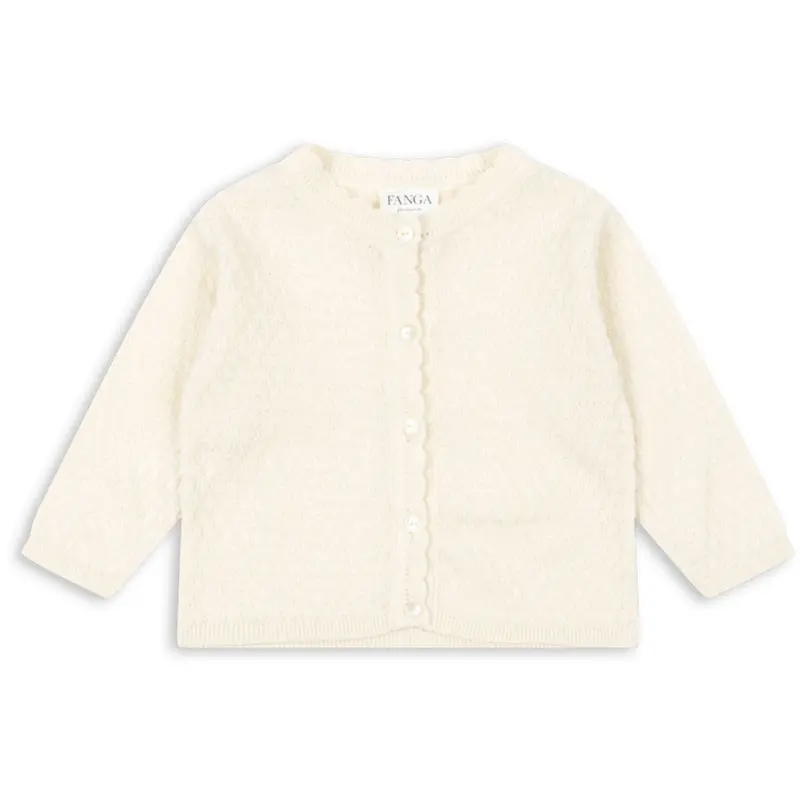 Konges Sløjd Fanga Fontana Antique White Venti Pointelle Cardigan Gots 1
