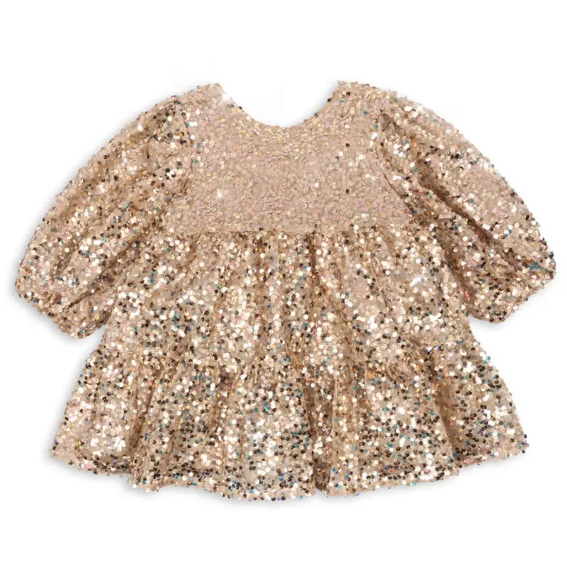 Konges Sløjd Gold Glitter Lila Sequins Sløjfe Kjole 1