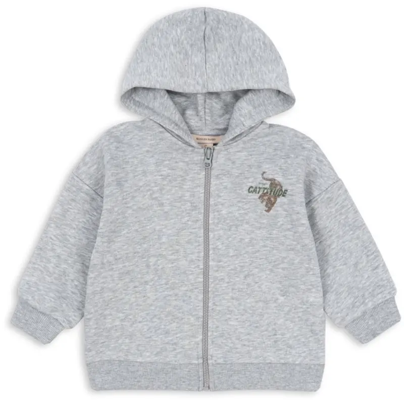 Konges Sløjd Grey Melange Lou Sweat Zip Hætte Ocs 1