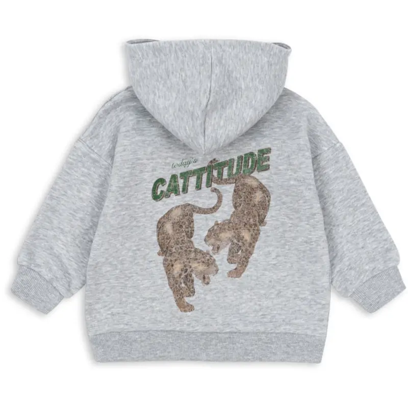 Konges Sløjd Grey Melange Lou Sweat Zip Hætte Ocs 6
