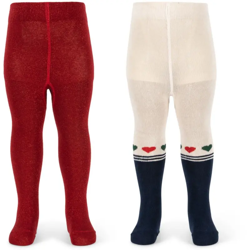 Konges Sløjd Heart Mix 2 Pak Lurex Strømpebukser 1