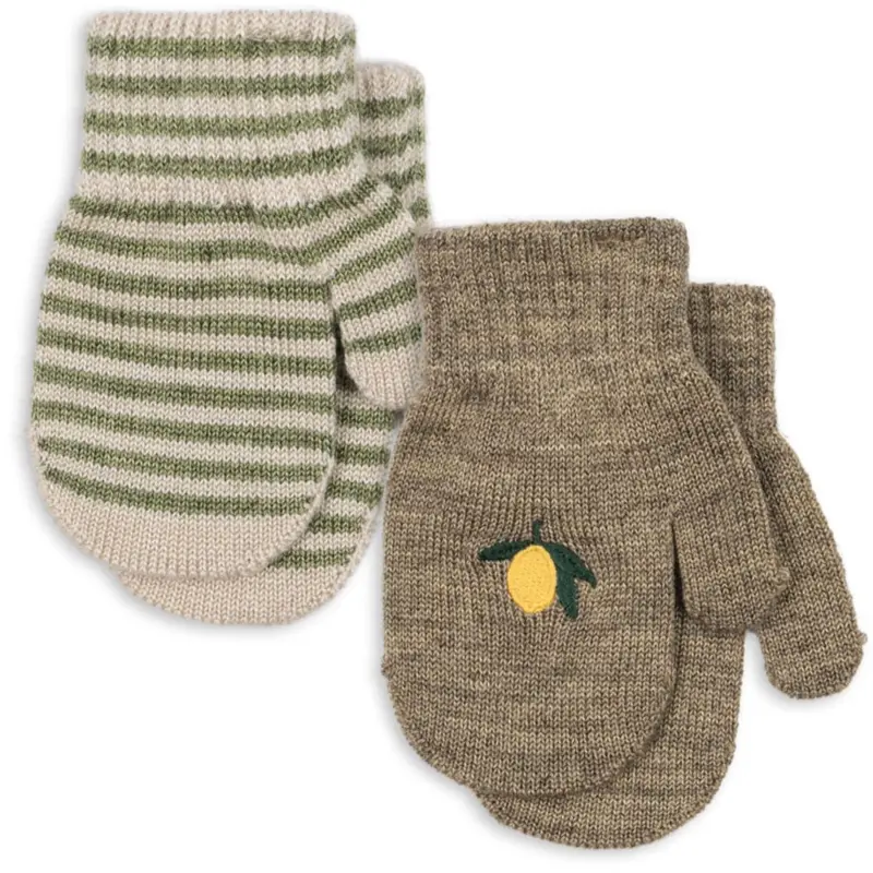 Konges Sløjd Lemon/Stripe 2 Pak Filla Vanter 1