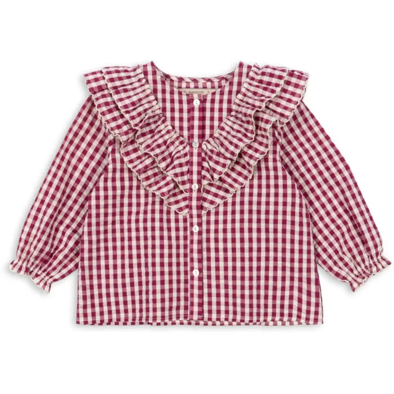Konges Sløjd Sangria/Butter Check Kim Flæse Bluse Gots 1