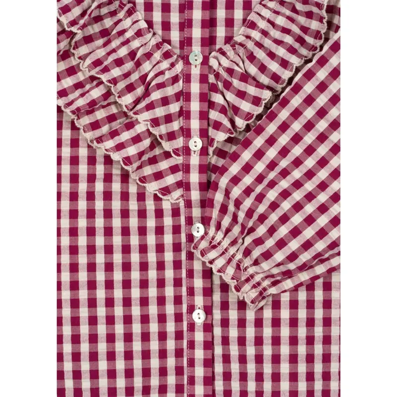 Konges Sløjd Sangria/Butter Check Kim Flæse Bluse Gots 2