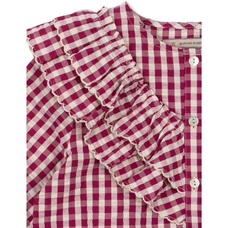 Konges Sløjd Sangria/Butter Check Kim Flæse Bluse Gots 3