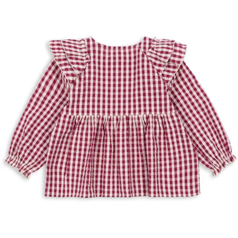 Konges Sløjd Sangria/Butter Check Kim Flæse Bluse Gots 4