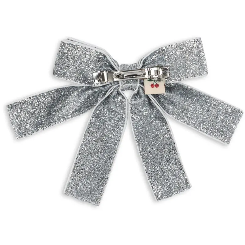 Konges Sløjd Silver Glitter Fløjl Dobbelt Sløjfe Hair Barrette 1