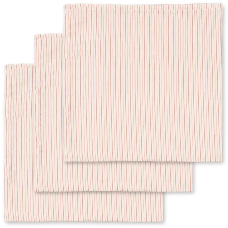 Konges Sløjd Stripie Petite Rose 3 Pak Muslin Cloth Gots 1