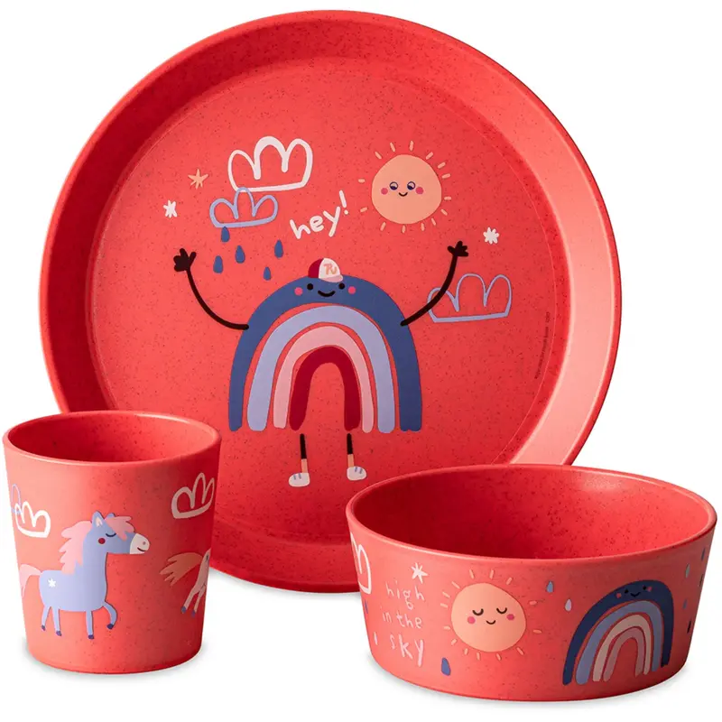 Koziol Organic Coral Red Small Tallerken + Skål + Kop Connect Dreams 1