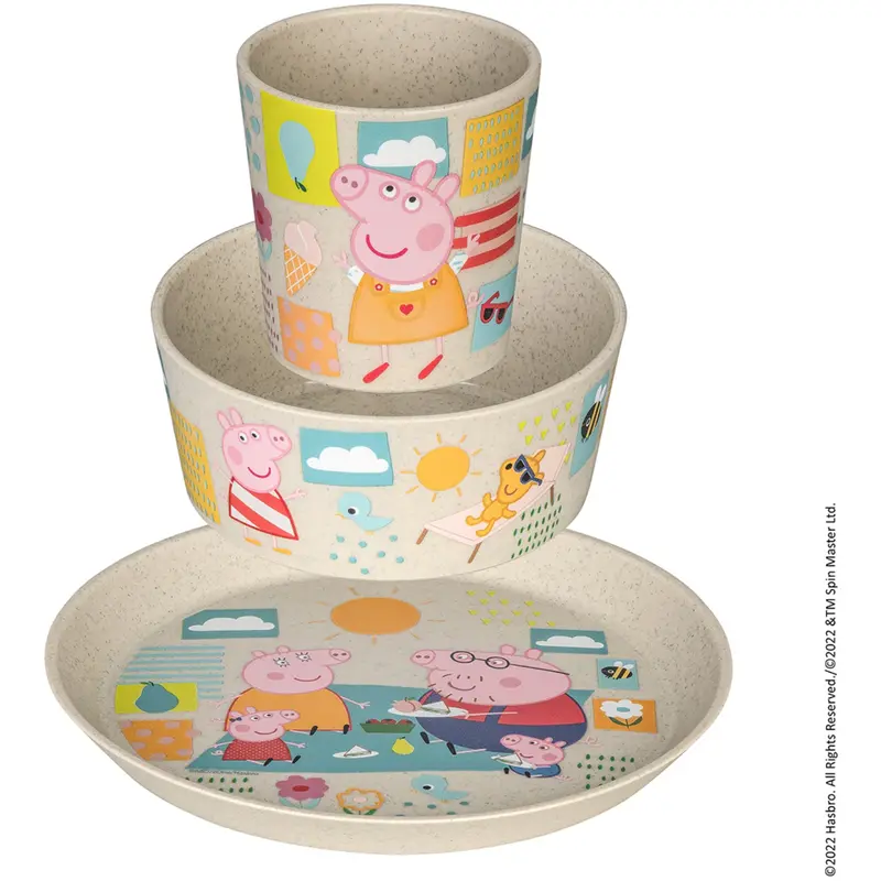 Koziol Organic Sand Small Tallerken + Skål + Kop Connect Peppa Pig 1