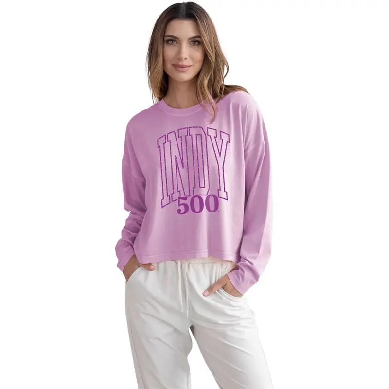 Ladies Indy 500 Bisque Rhinestones T-Shirt 1