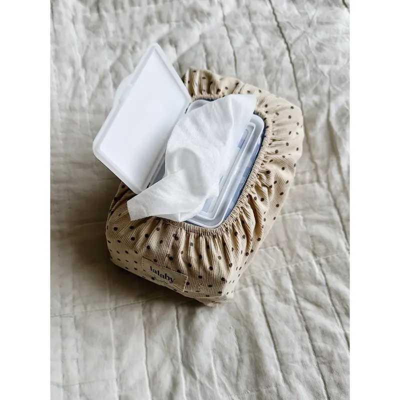 Lalaby Brown Dot Wet Wipe Cover 1
