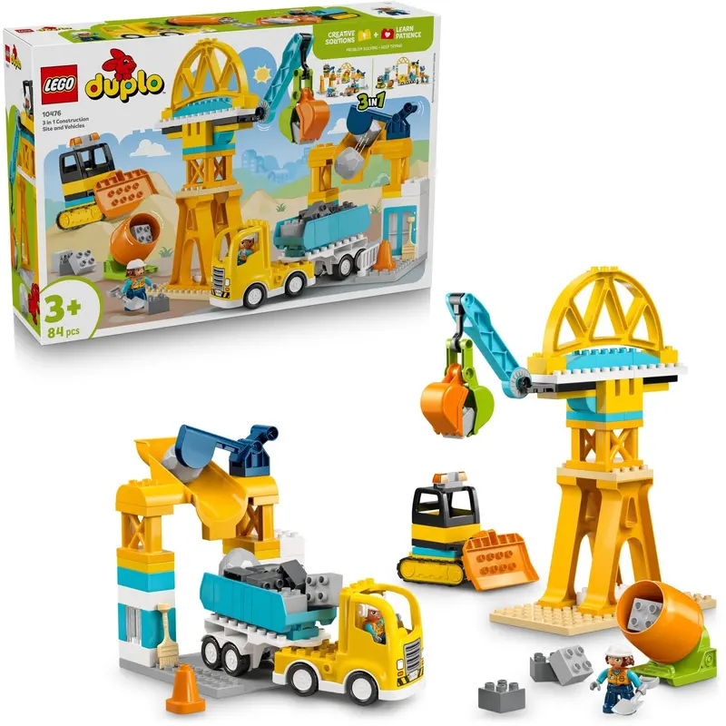 Lego® Duplo Town 3-I-1 Byggeplads Med Køretøjer 10476 1