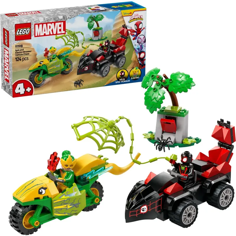 Lego® Spidey - Spin Og Electros Jagt I Dinosaurkøretøjer 11198 1