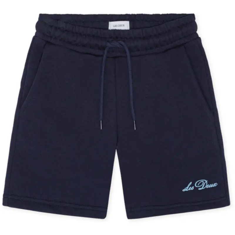 Les Deux Kids Dark Navy Globe Sweatshorts 1
