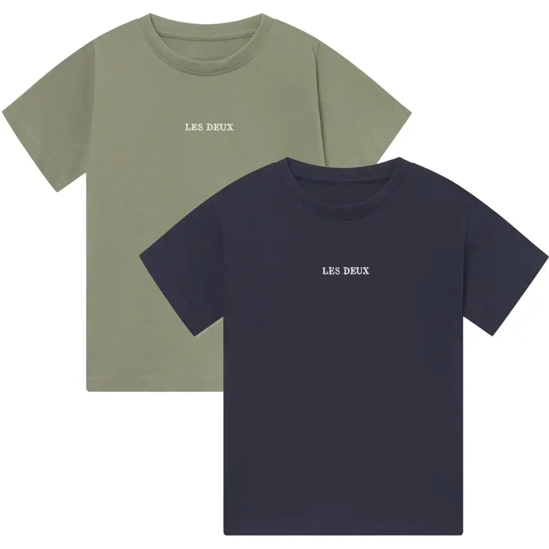 Les Deux Kids Dark Navy/Lichen Green Dexter T-Shirt Kids - 2-Pack 1