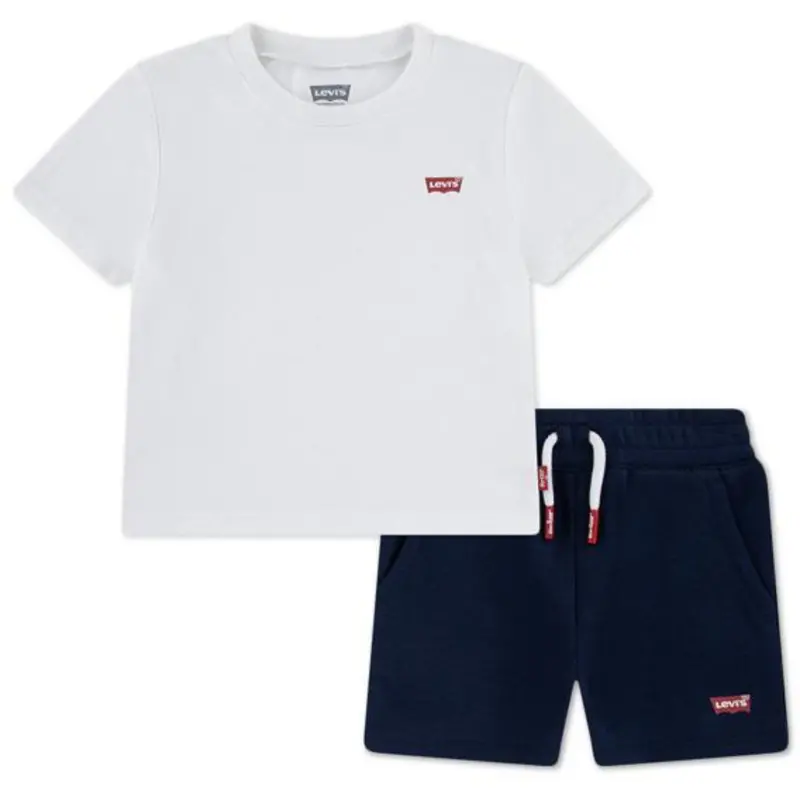 Levi's Bright White Lvb Batwing T-Shirt & Strik Shorts Sæt 1