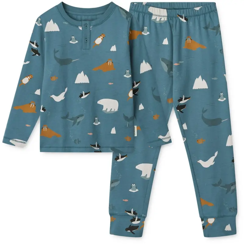 Liewood Arctic Sea / Ocean View Wilhelm Printed Pyjamas Sæt 1