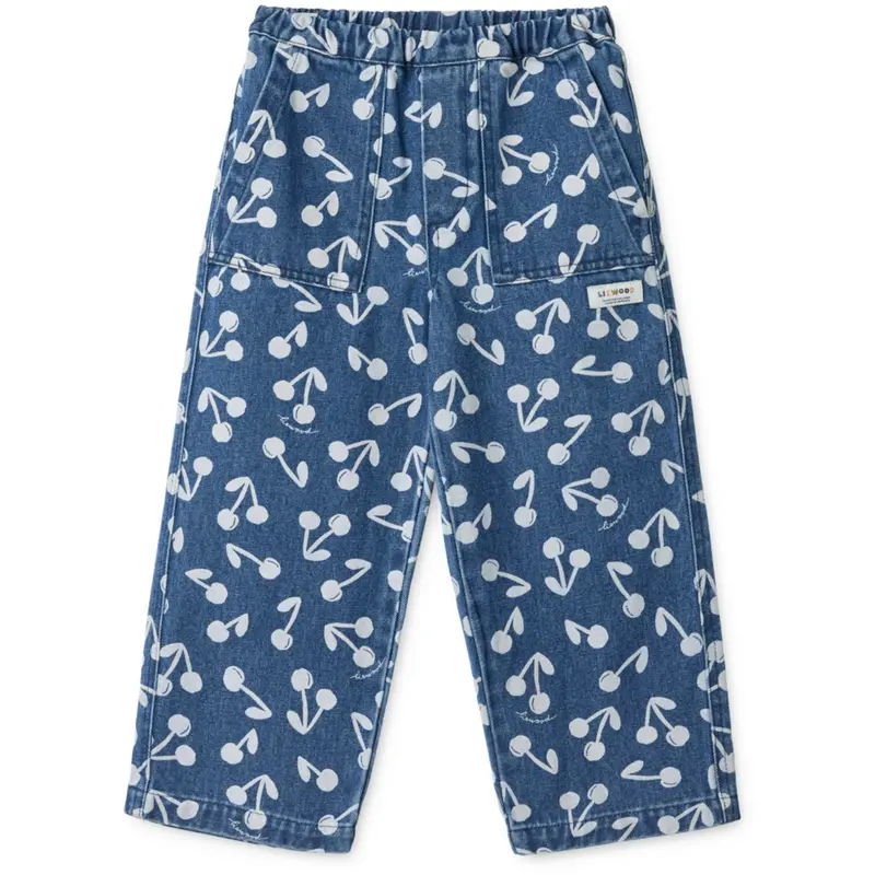 Liewood Cherry Blossom / Medium Blue Denim Cesar Printed Denim Bukser 1