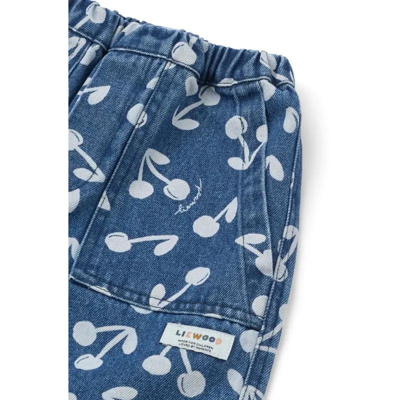 Liewood Cherry Blossom / Medium Blue Denim Cesar Printed Denim Bukser 3