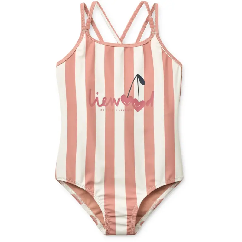 Liewood Coral Blush / Creme De La Creme Stripe Suna Stripe Badedragt 1