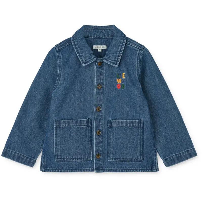 Liewood Medium Blue Denim Kinsley Placement Denim Overshirt 1
