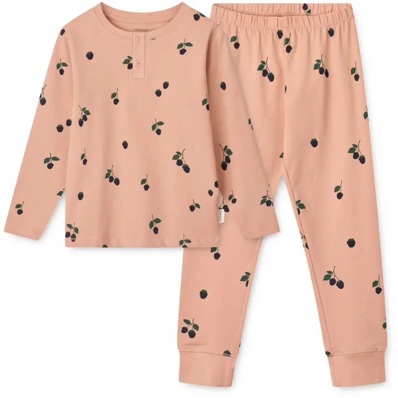 Liewood Mini Berry / Pale Tuscany Wilhelm Printed Pyjamas Sæt 1