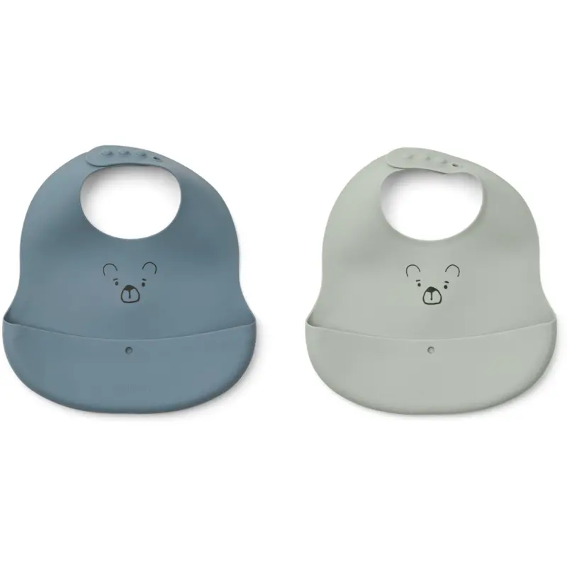 Liewood Mr Bear Dove Blue / Whale Blue Ember Printed Hagesmæk 2-Pack 1
