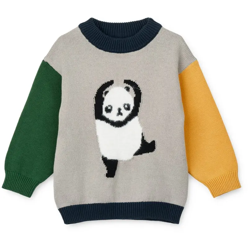 Liewood Panda / Mist / Classic Navy Multi Mix Orlane Embroidery Strik Jumper 1