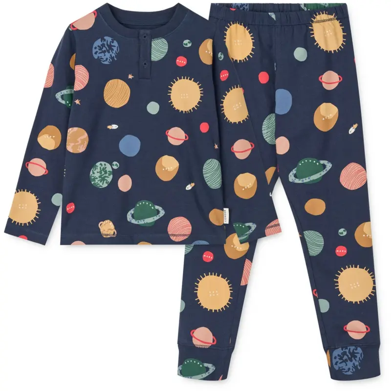 Liewood Universe / Classic Navy Wilhelm Printed Pyjamas Sæt 1