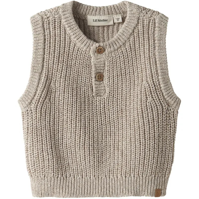 Lil'atelier Oxford Tan Melange Nbmrokko Strik Vest Lil 1