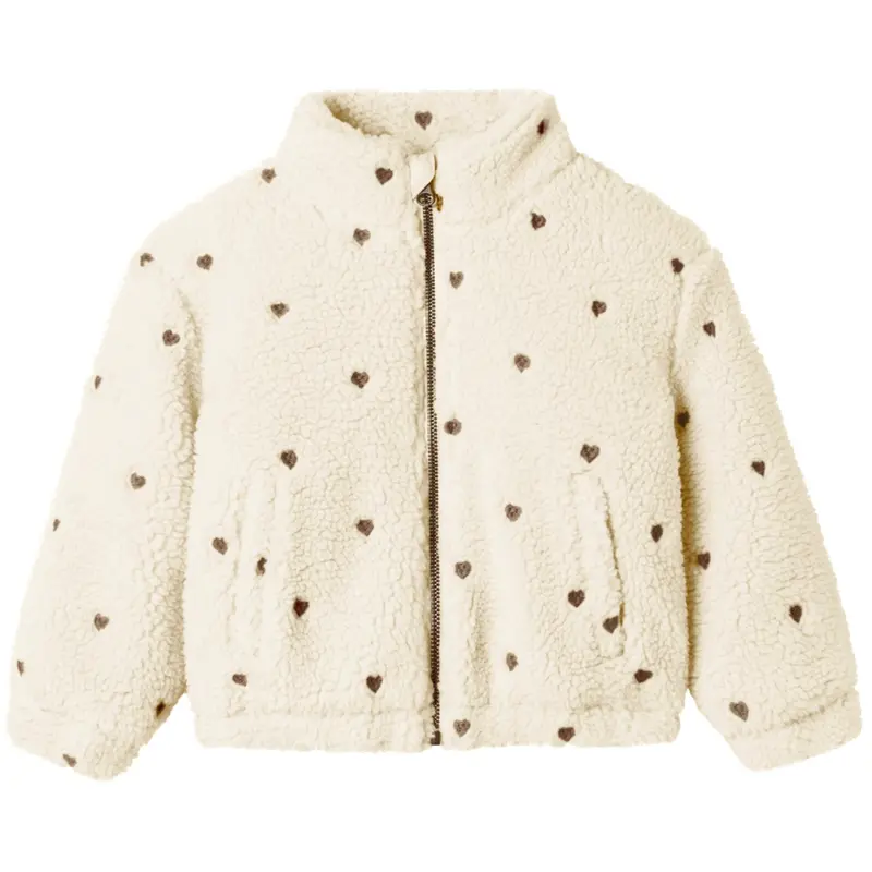 Lil'atelier Turtledove Emb. Hearts Nmfnalo Sherpa Loose Jakke Lil 1
