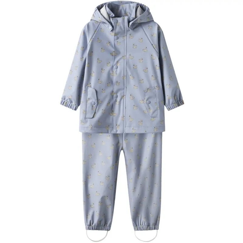Lil'atelier Zen Blue Swan Nmfladry10 Rain Sæt Aop Fo Lil 1