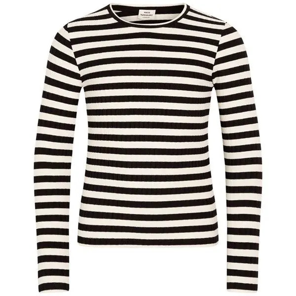 Mads Nørgaard 5X5 Classic Stripe Talika Bluse Black/Vanilla Ice 1