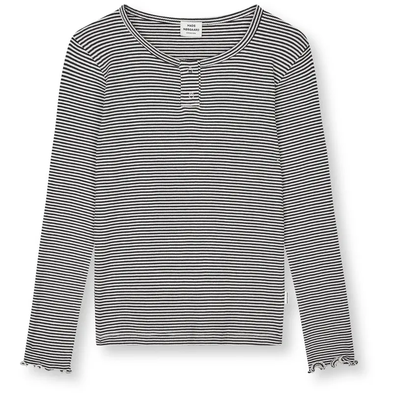 Mads Nørgaard Black/Vanilla Ice 2X2 Bomuld Stripe Tala Tee Ls 1