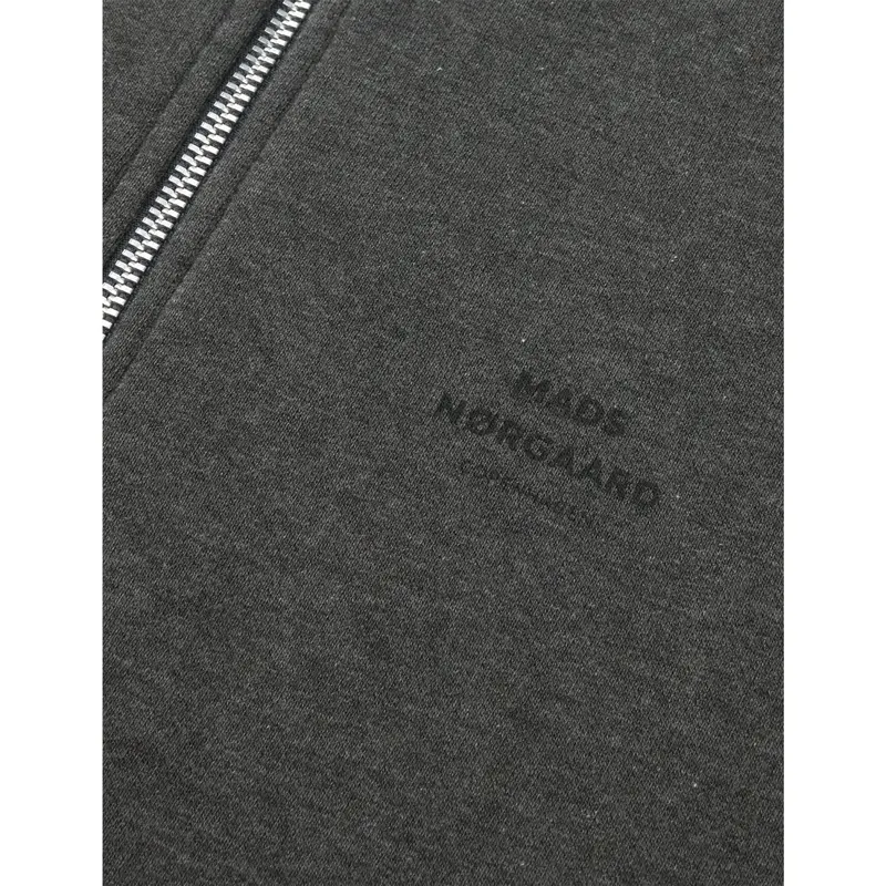 Mads Nørgaard Charcoal Melange Mix Sweat Crewie Half Zip Sweatshirt 2