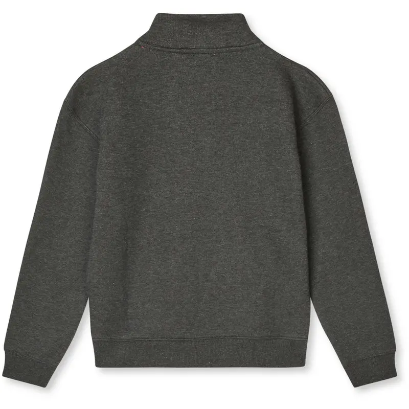 Mads Nørgaard Charcoal Melange Mix Sweat Crewie Half Zip Sweatshirt 3