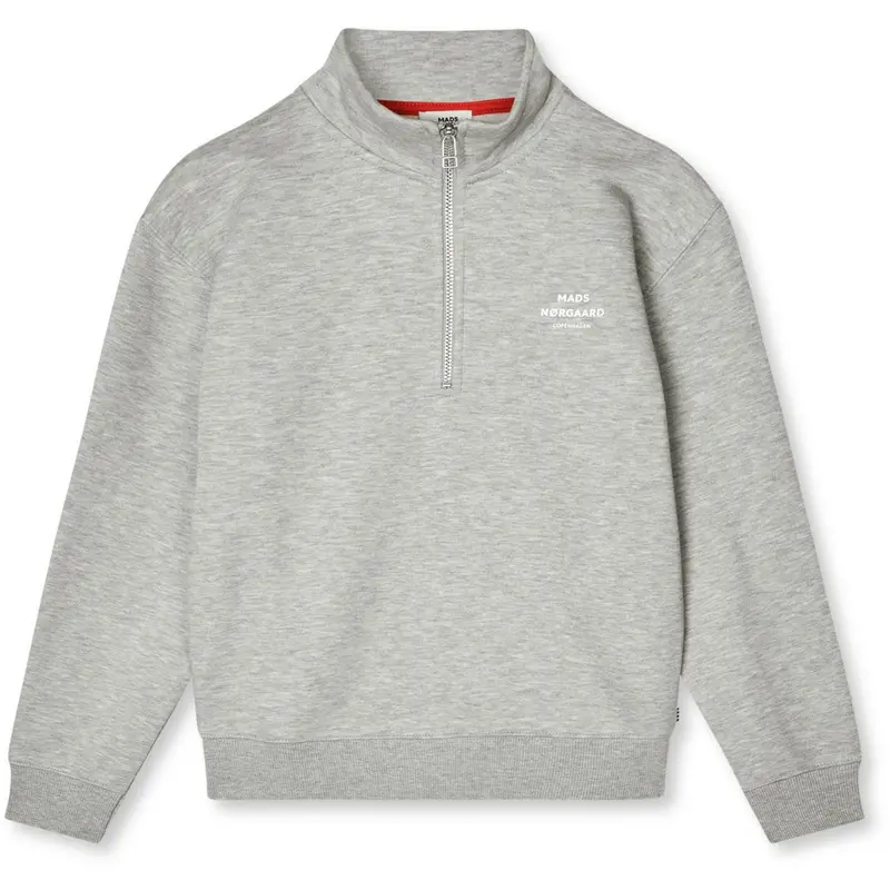 Mads Nørgaard Grey Melange Mix Sweat Crewie Half Zip Sweatshirt 1