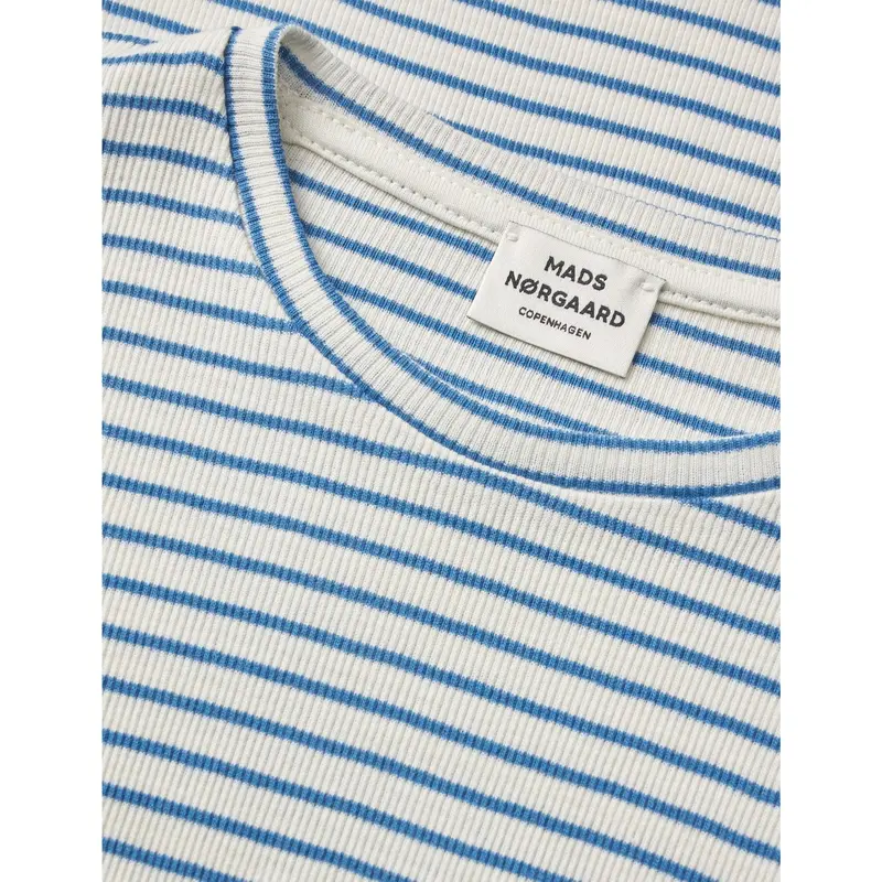 Mads Nørgaard Vanilla Ice/Bright Cobalt 2X2 Bomuld Stripe Talino Tee L/S 3