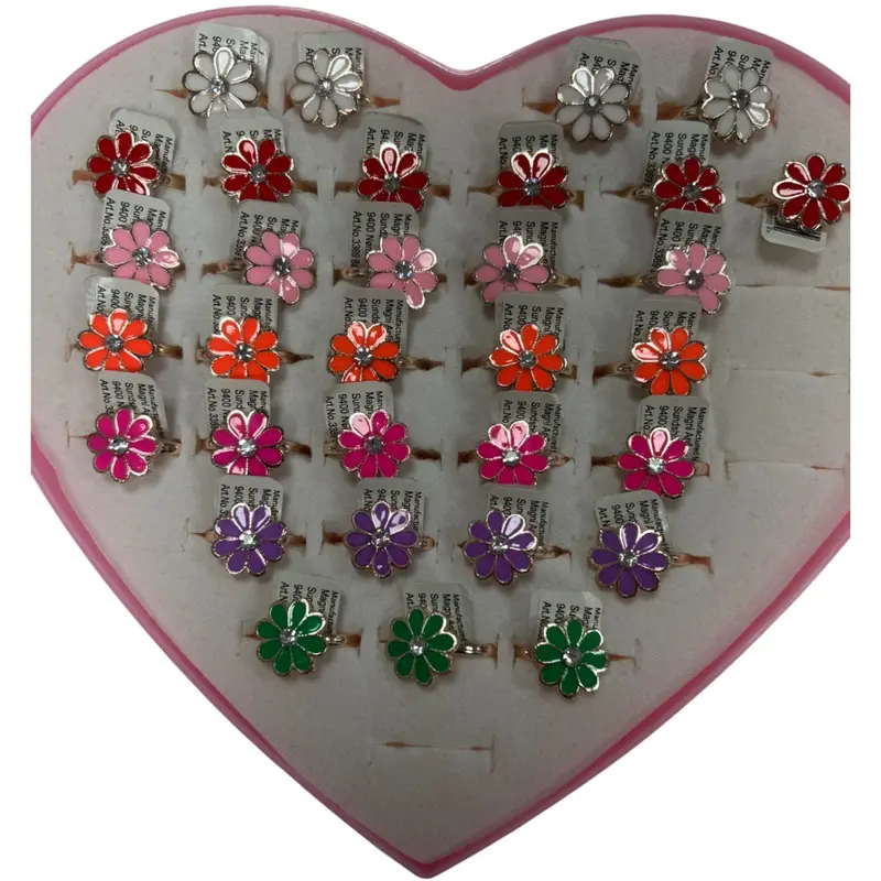 Magni Fingerringe Med Blomster, Nikkelfri, Assorteret 1