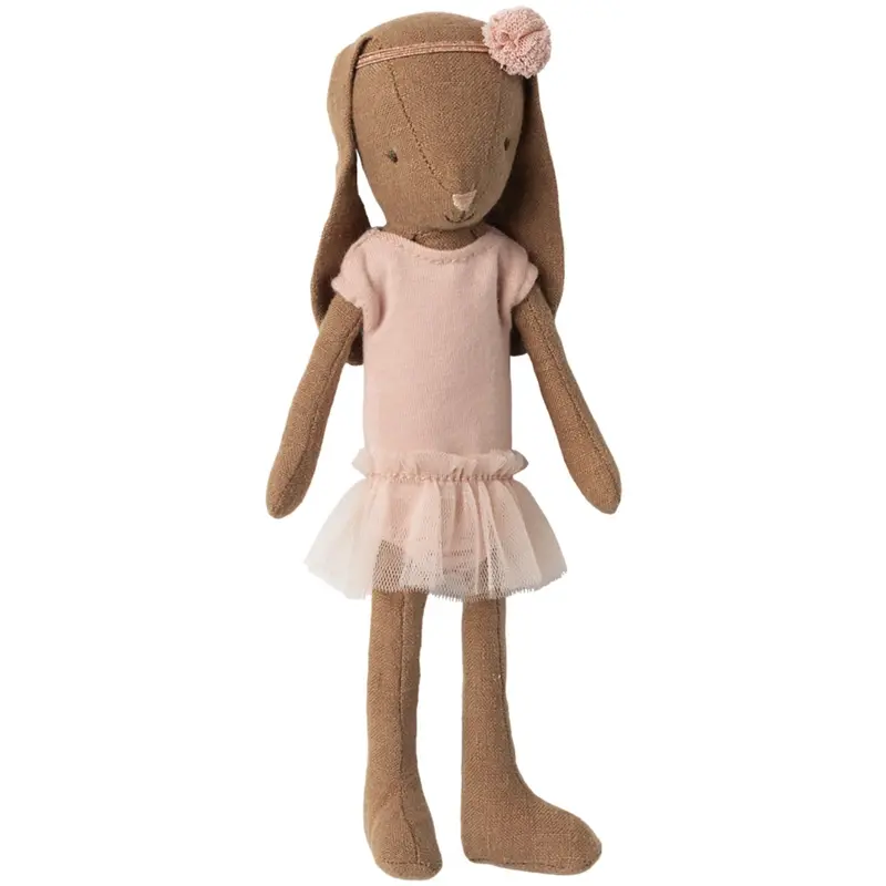 Maileg Bunny Size 1, Chocolate Brown - Ballet Dragt Og Nederdel Rose 1