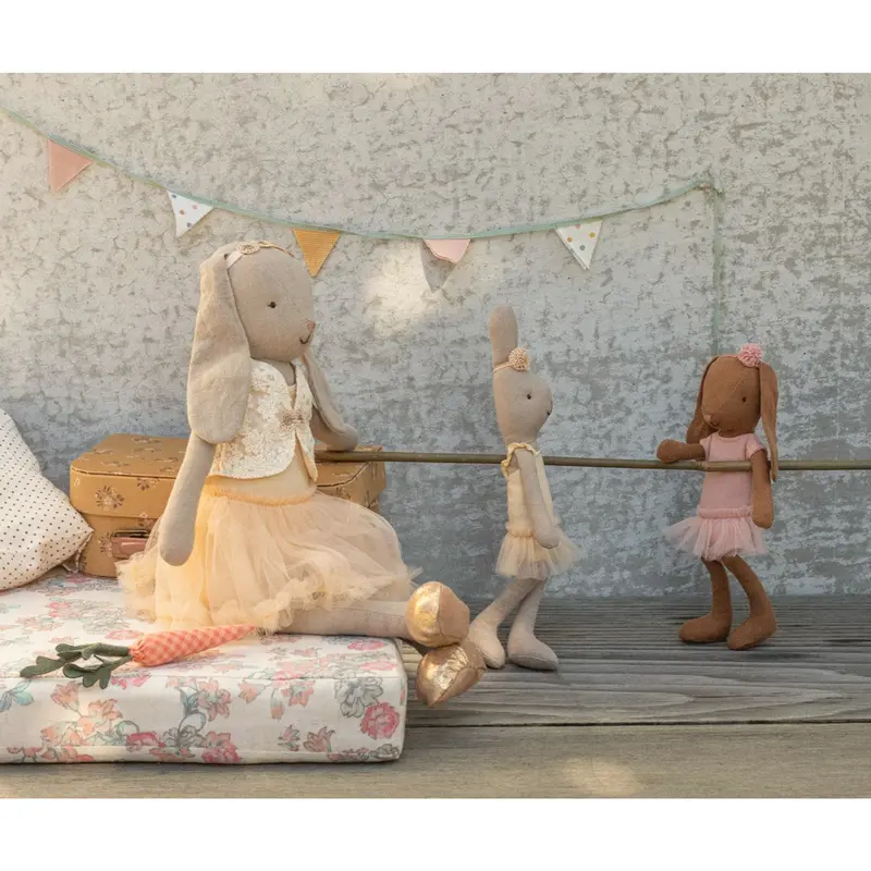 Maileg Bunny Size 1, Chocolate Brown - Ballet Dragt Og Nederdel Rose 2