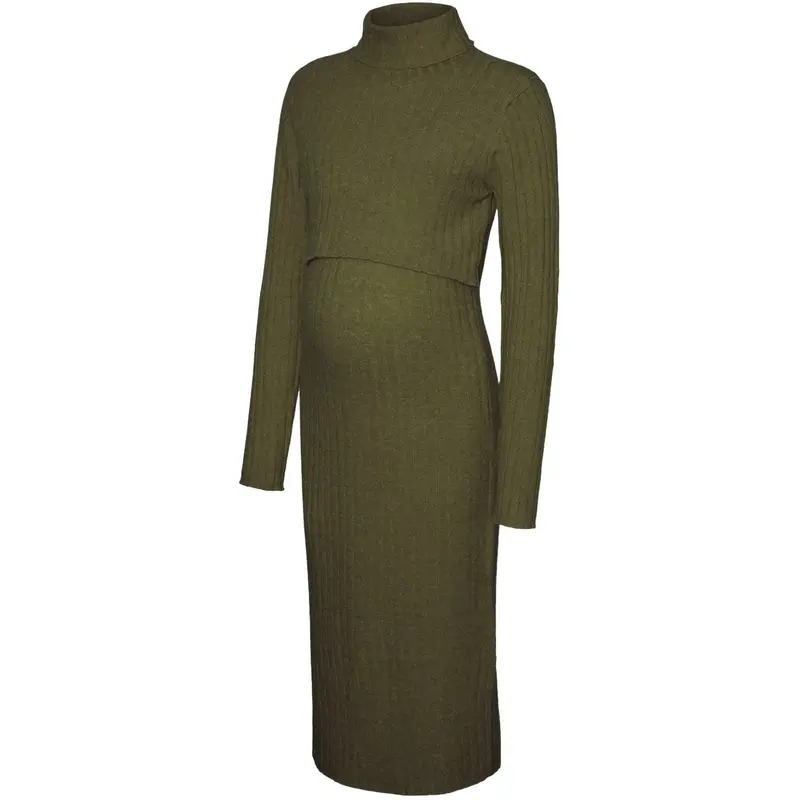Mama;Licious Winter Moss Melange Mlsuniva June Ls Strik Midi Kjole 2F Noos 1