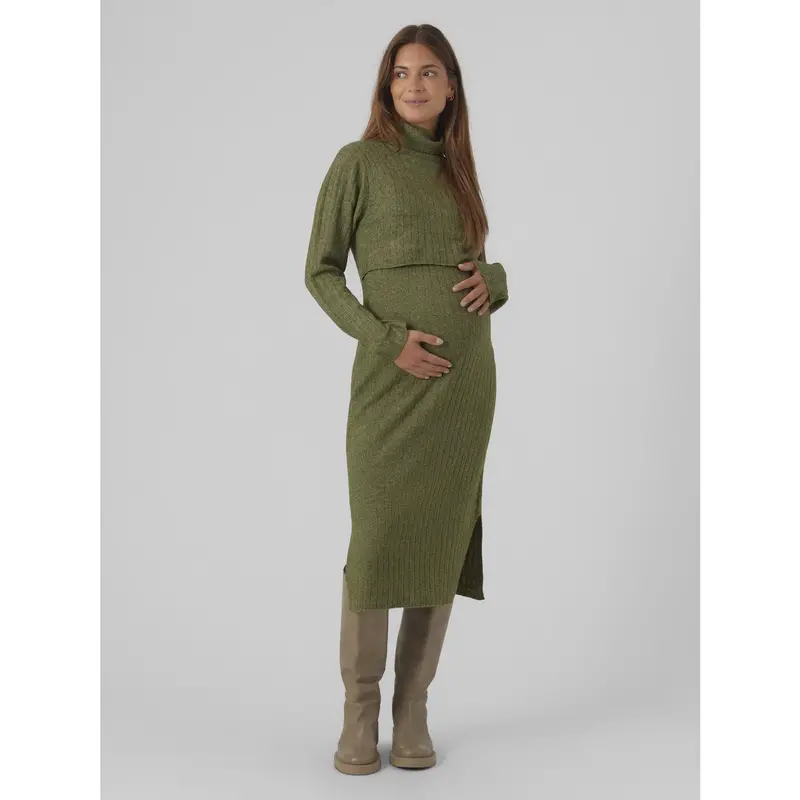 Mama;Licious Winter Moss Melange Mlsuniva June Ls Strik Midi Kjole 2F Noos 2