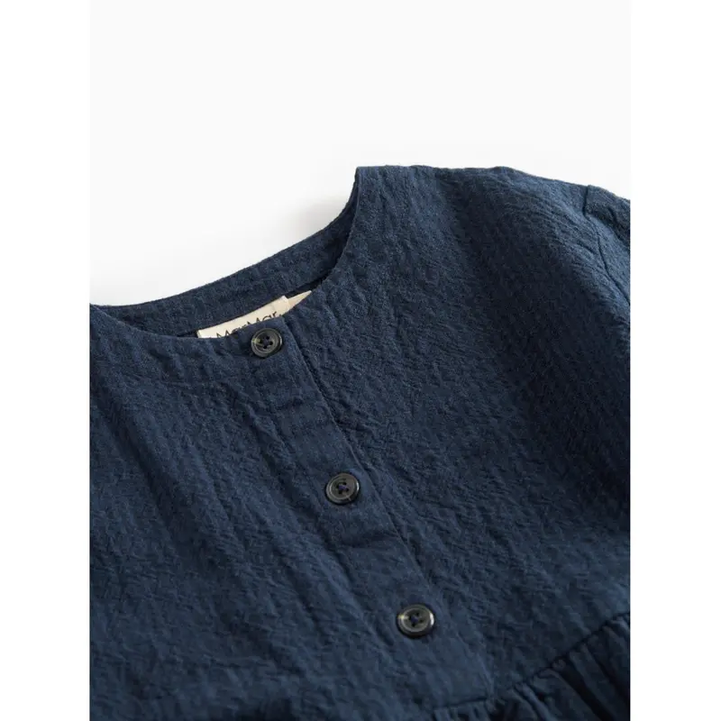 Marmar Chambray Dark Blue Stripe Dagmara Scallop Kjole 3
