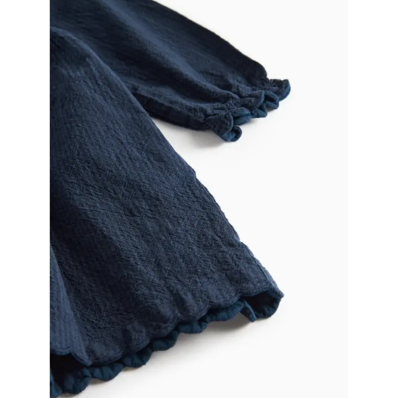 Marmar Chambray Dark Blue Stripe Dagmara Scallop Kjole 4
