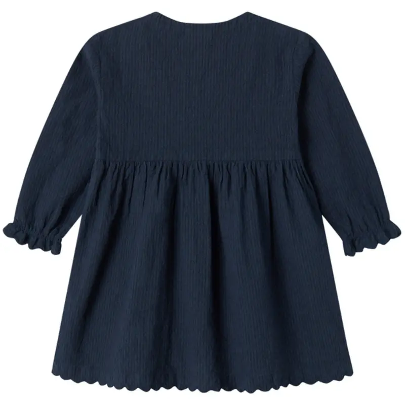 Marmar Chambray Dark Blue Stripe Dagmara Scallop Kjole 5
