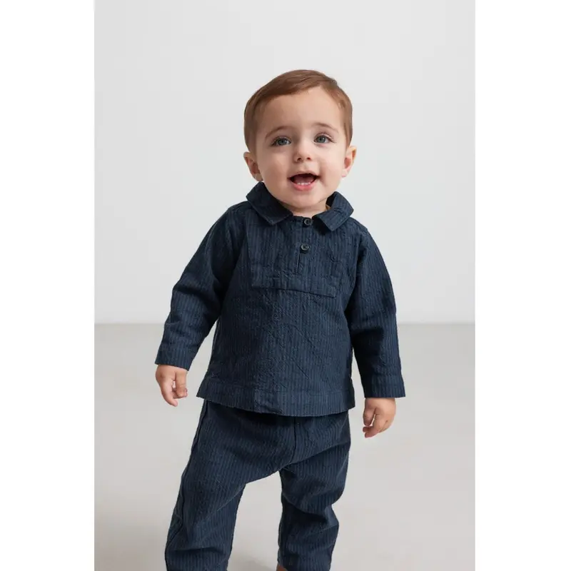 Marmar Chambray Dark Blue Stripe Panto Bukser 2
