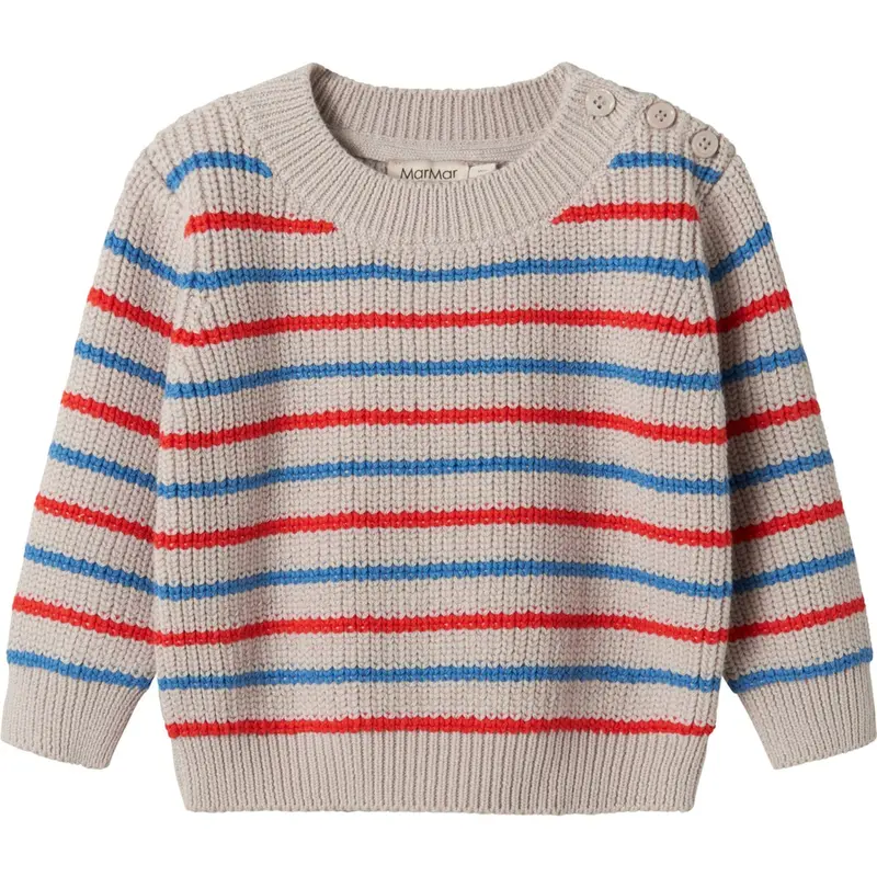 Marmar Cotton Knit Ea Stripe Tomato Mix Stripe Teno B Strikket Bluse 1